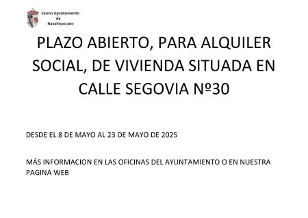 Imagen ALQUILER SOCIAL. PLAZO ABIERTO