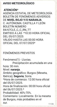 Imagen AVISO METEOROLÓGICO