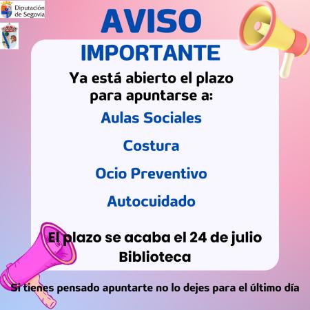 Imagen TALLERES DE AULAS SOCIALES. DIPUTACIÓN DE SEGOVIA