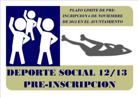 Imagen PREINSCRIPCIÓN A DEPORTE SOCIAL 2012/13