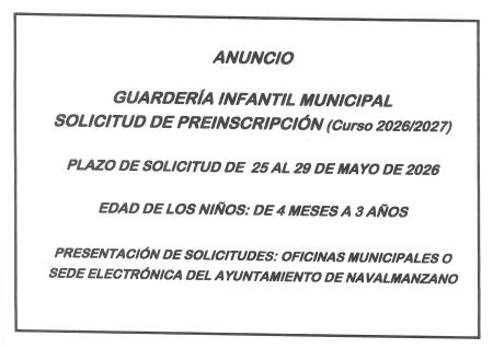 Imagen SOLICITUD PREINSCRIPCIÓN GARDERÍA MUNICIPAL