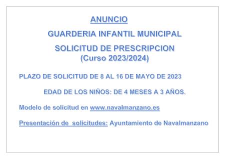 Imagen GUARDERÍA MUNICIPAL PRE-INSCRIPCIÓN 2023-2024