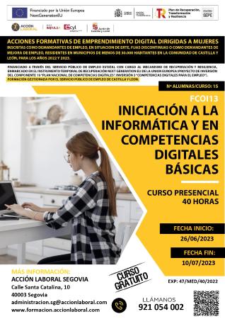 Imagen CURSO: INICIACIÓN A LA INFORMÁTICA Y COMPETENCIAS DIGITALES BÁSICAS