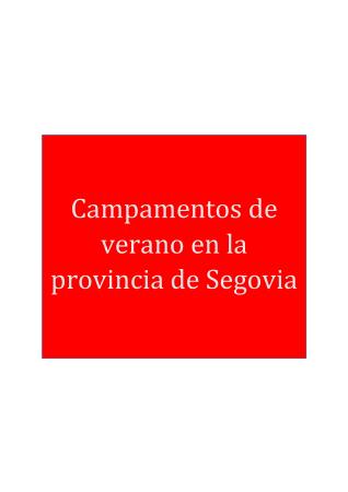 Imagen CAMPAMENTOS DE VERANO EN LA PROVINCIA DE SEGOVIA